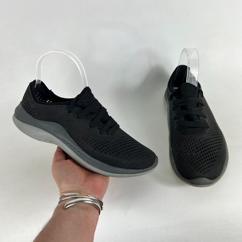 Crocs Literide 360 Pacer Sneakers Women's 8 Black Lace Up Running Shoes 206705